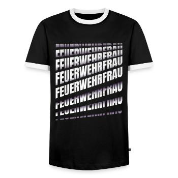 Feuerwehr Spruch Feuerwehrfrau - Männer Kontrast-T-Shirt - Schwarz/Weiß - Vorne - AI Model Female 172 light (172cm) & AI Model Male 178 light (178cm)