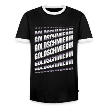 Juwelier Spruch Goldschmiedin - Männer Kontrast-T-Shirt - Schwarz/Weiß - Vorne - AI Model Female 172 light (172cm) & AI Model Male 178 light (178cm)
