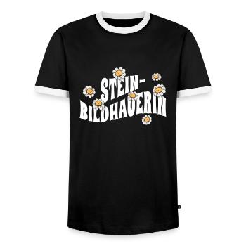 Handwerker niedliche Blumen Steinmetzin - Männer Kontrast-T-Shirt - Schwarz/Weiß - Vorne - AI Model Female 172 light (172cm) & AI Model Male 178 light (178cm)