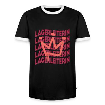 Logistik Berufsbezeichnung Logistikerin - Männer Kontrast-T-Shirt - Schwarz/Weiß - Vorne - AI Model Female 172 light (172cm) & AI Model Male 178 light (178cm)