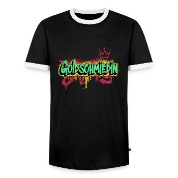 Juwelier Graffiti-Art Goldschmiedin - Männer Kontrast-T-Shirt - Schwarz/Weiß - Vorne - AI Model Female 172 light (172cm) & AI Model Male 178 light (178cm)