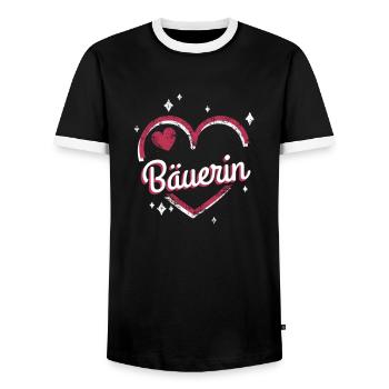 Bauern Kollegin niedliches Herz Landwirtin Bäuerin - Männer Kontrast-T-Shirt - Schwarz/Weiß - Vorne - AI Model Female 172 light (172cm) & AI Model Male 178 light (178cm)
