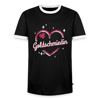 Juwelier Kollegin niedliches Herz Goldschmiedin - Männer Kontrast-T-Shirt - Schwarz/Weiß - Vorne - AI Model Female 172 light (172cm) & AI Model Male 178 light (178cm)