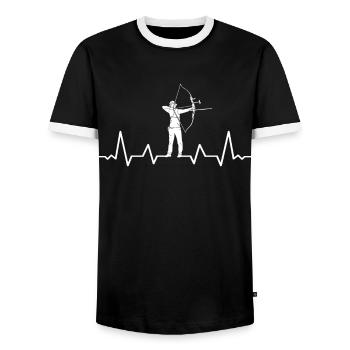 Archer Archery Sports Heartbeat - T-shirt contrasté Homme - noir/blanc - Devant - AI Model Female 172 light (172cm) & AI Model Male 178 light (178cm)