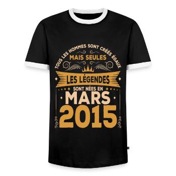 Mars 2015 | Mars 2015 anniversaire 2015 - T-shirt contrasté Homme - noir/blanc - Devant - AI Model Female 172 light (172cm) & AI Model Male 178 light (178cm)