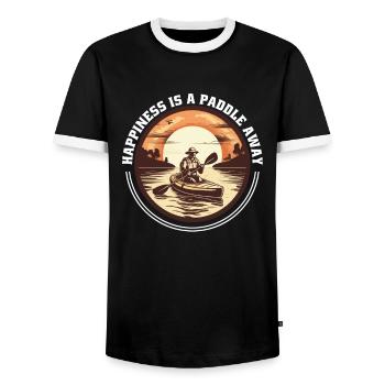 Canoë Kayak Kayak Bonheur-Kayakiste - T-shirt contrasté Homme - noir/blanc - Devant - AI Model Female 172 light (172cm) & AI Model Male 178 light (178cm)