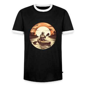 Canoe Canoe-Canoe Kayak Canoe-Kayak Canoe-Canoe - Men's Ringer Shirt - black/white - Front - AI Model Female 172 light (172cm) & AI Model Male 178 light (178cm)