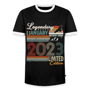 Légendaire Depuis Janvier 2023 - T-shirt contrasté Homme - noir/blanc - Devant - AI Model Female 172 light (172cm) & AI Model Male 178 light (178cm)