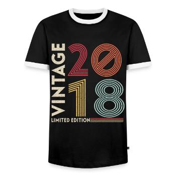 Année de naissance 2018 Anniversaire 3 ans Cadeau - T-shirt contrasté Homme - noir/blanc - Devant - AI Model Female 172 light (172cm) & AI Model Male 178 light (178cm)