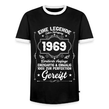 1969 50 Jahre Geburtstag - Männer Kontrast-T-Shirt - Schwarz/Weiß - Vorne - AI Model Female 172 light (172cm) & AI Model Male 178 light (178cm)