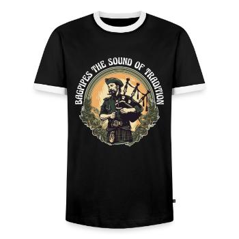 Bagpiper Scottish bagpipe sound - T-shirt contrasté Homme - noir/blanc - Devant - AI Model Female 172 light (172cm) & AI Model Male 178 light (178cm)