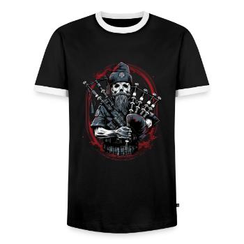Bagpipers of Scottish bagpipe music - Men's Ringer Shirt - black/white - Front - AI Model Female 172 light (172cm) & AI Model Male 178 light (178cm)