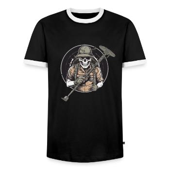 Detectorists Sondler Sondeln Retro-Vintage - Men's Ringer Shirt - black/white - Front - AI Model Female 172 light (172cm) & AI Model Male 178 light (178cm)