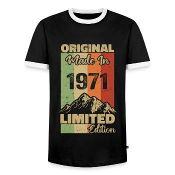 1971 Original - Fabriqué en 1971 - Edition Limitée - T-shirt contrasté Homme - noir/blanc - Devant - AI Model Female 172 light (172cm) & AI Model Male 178 light (178cm)