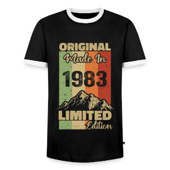 1983 Original - Fabriqué en 1983 - Edition Limitée - T-shirt contrasté Homme - noir/blanc - Devant - AI Model Female 172 light (172cm) & AI Model Male 178 light (178cm)