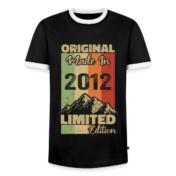 2012 Original - Made in 2012 - Limited Edition - Men's Ringer Shirt - black/white - Front - AI Model Female 172 light (172cm) & AI Model Male 178 light (178cm)