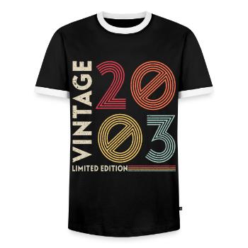 Millésime 2003 Anniversaire - T-shirt contrasté Homme - noir/blanc - Devant - AI Model Female 172 light (172cm) & AI Model Male 178 light (178cm)