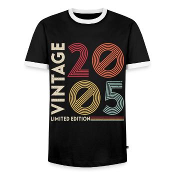 Vintage 2005 - Men's Ringer Shirt - black/white - Front - AI Model Female 172 light (172cm) & AI Model Male 178 light (178cm)