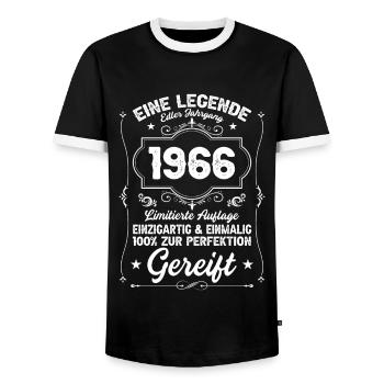 establishes 1966 - aged to perfection - Männer Kontrast-T-Shirt - Schwarz/Weiß - Vorne - AI Model Female 172 light (172cm) & AI Model Male 178 light (178cm)