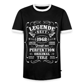 1968 Geboren Geburtstag Oldtimer - Männer Kontrast-T-Shirt - Schwarz/Weiß - Vorne - AI Model Female 172 light (172cm) & AI Model Male 178 light (178cm)
