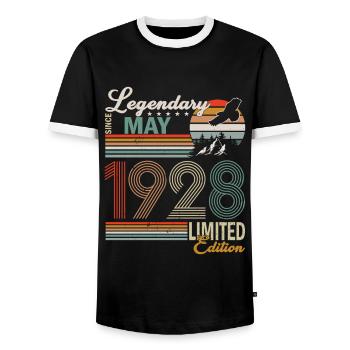 95 ans de naissance mai 1928 mai 1928 né - T-shirt contrasté Homme - noir/blanc - Devant - AI Model Female 172 light (172cm) & AI Model Male 178 light (178cm)