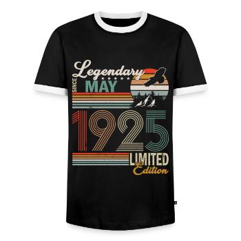 Sloth Birthday Mai 1925 Né en 1925 - T-shirt contrasté Homme - noir/blanc - Devant - AI Model Female 172 light (172cm) & AI Model Male 178 light (178cm)