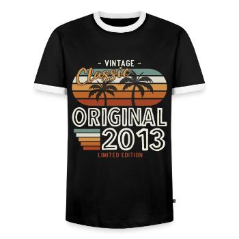 10 ans : Vintage Classic 2013 10ème Anniversaire - T-shirt contrasté Homme - noir/blanc - Devant - AI Model Female 172 light (172cm) & AI Model Male 178 light (178cm)