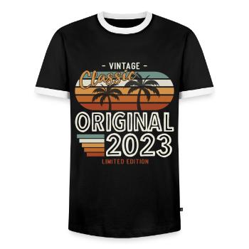 Génial depuis 2023 Anniversaire 2023 Millésime 2023 - T-shirt contrasté Homme - noir/blanc - Devant - AI Model Female 172 light (172cm) & AI Model Male 178 light (178cm)