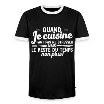 Je cuisine mais je ne fais pas la vaisselle humour - T-shirt contrasté Homme - noir/blanc - Devant - AI Model Female 172 light (172cm) & AI Model Male 178 light (178cm)