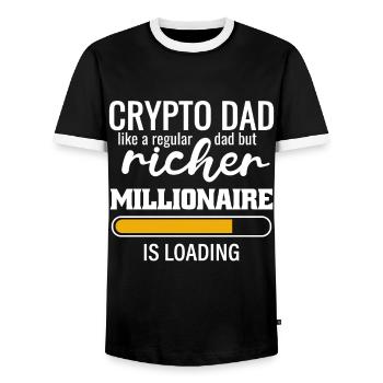 Un Crypto Dad comme un papa normal mais plus riche - T-shirt contrasté Homme - noir/blanc - Devant - AI Model Female 172 light (172cm) & AI Model Male 178 light (178cm)