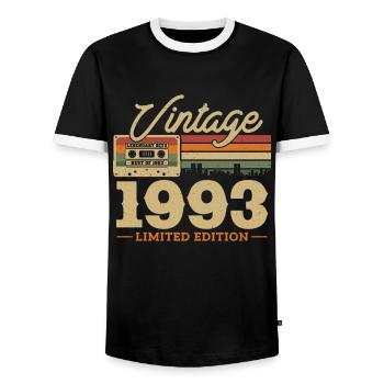 Vintage Birthday Gift 1993 Limited Edition - Men's Ringer Shirt - black/white - Front - AI Model Female 172 light (172cm) & AI Model Male 178 light (178cm)