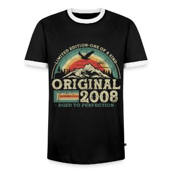 Original seit 2008 Limited Edition - Männer Kontrast-T-Shirt - Schwarz/Weiß - Vorne - AI Model Female 172 light (172cm) & AI Model Male 178 light (178cm)