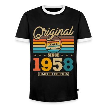 Vintage 1958 Geburtstagsgeschenk - Männer Kontrast-T-Shirt - Schwarz/Weiß - Vorne - AI Model Female 172 light (172cm) & AI Model Male 178 light (178cm)