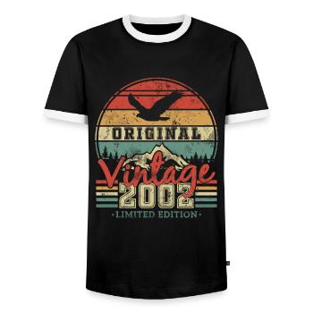Birthday Gift 2002 21 years - Men's Ringer Shirt - black/white - Front - AI Model Female 172 light (172cm) & AI Model Male 178 light (178cm)