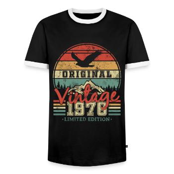 Original 1976 Geburtstag Vintage - Männer Kontrast-T-Shirt - Schwarz/Weiß - Vorne - AI Model Female 172 light (172cm) & AI Model Male 178 light (178cm)