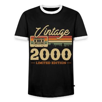 2000 - 23/24 ans anniversaire - T-shirt contrasté Homme - noir/blanc - Devant - AI Model Female 172 light (172cm) & AI Model Male 178 light (178cm)