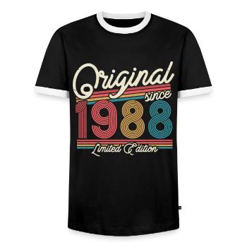 Don 1988 millésime 35/36 ans - T-shirt contrasté Homme - noir/blanc - Devant - AI Model Female 172 light (172cm) & AI Model Male 178 light (178cm)