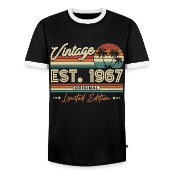 Cadeau d’anniversaire nostalgique 1967 - T-shirt contrasté Homme - noir/blanc - Devant - AI Model Female 172 light (172cm) & AI Model Male 178 light (178cm)