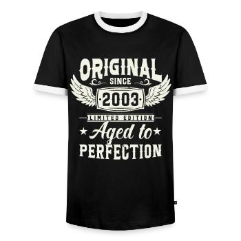 Millésime 2003 - T-shirt contrasté Homme - noir/blanc - Devant - AI Model Female 172 light (172cm) & AI Model Male 178 light (178cm)