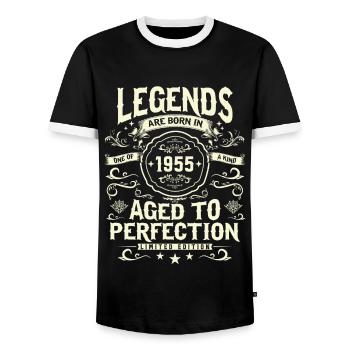 Vintage Gift 1955 | 68 years old - Men's Ringer Shirt - black/white - Front - AI Model Female 172 light (172cm) & AI Model Male 178 light (178cm)