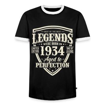 Cadeau élégant pour les 90 ans - T-shirt contrasté Homme - noir/blanc - Devant - AI Model Female 172 light (172cm) & AI Model Male 178 light (178cm)