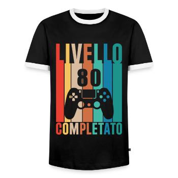 Vintage 80 anniversaire : le cadeau parfait - T-shirt contrasté Homme - noir/blanc - Devant - AI Model Female 172 light (172cm) & AI Model Male 178 light (178cm)