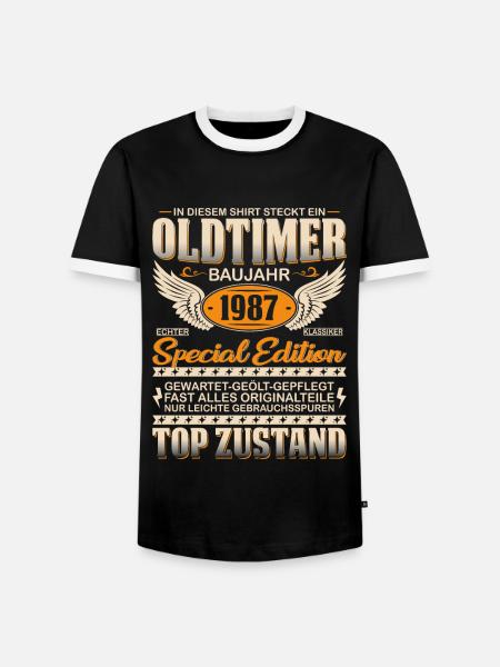Kultiger 1987er Oldtimer - Männer Kontrast-T-Shirt - Schwarz/Weiß