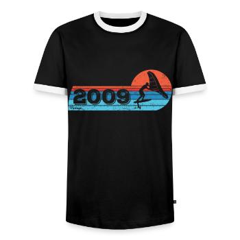 Wingfoil Surfer Anniversaire Millésime 2009 Né - T-shirt contrasté Homme - noir/blanc - Devant - AI Model Female 172 light (172cm) & AI Model Male 178 light (178cm)
