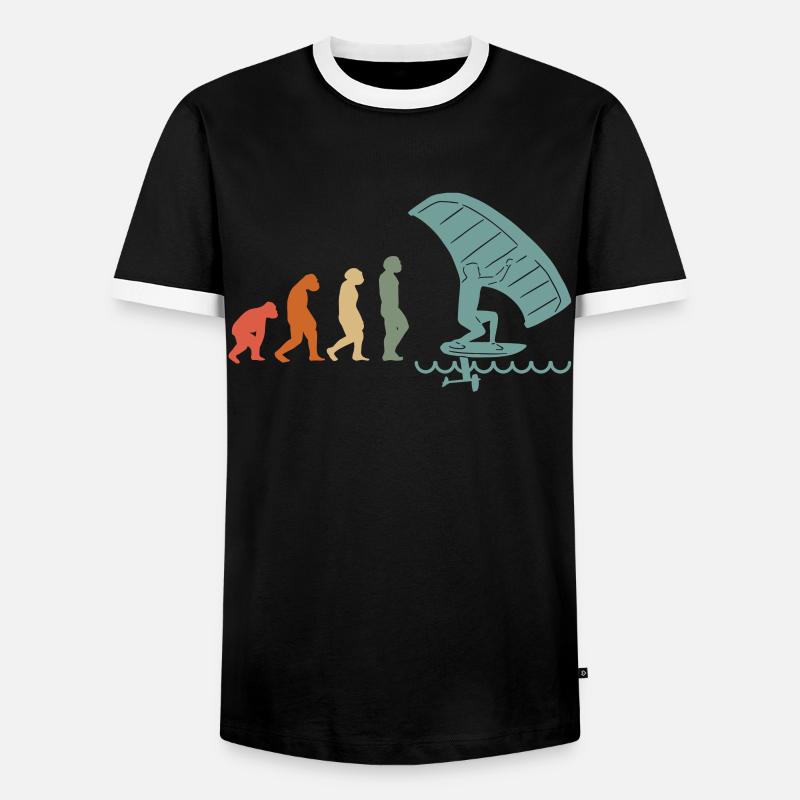 Wingfoil Surfer Wingfoiling Hydrofoil Evolution - T-shirt contrasté Homme - noir/blanc