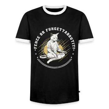 Katzen Fechter gamer lustiges Fechten Sport Katzen - Männer Kontrast-T-Shirt - Schwarz/Weiß - Vorne - AI Model Female 172 light (172cm) & AI Model Male 178 light (178cm)