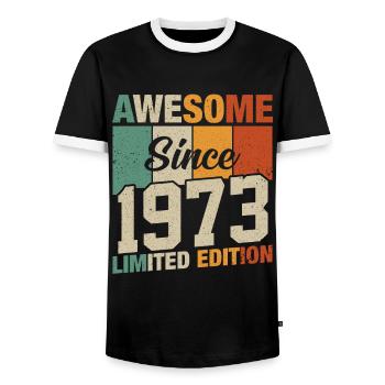 Vintage 50/51 Geburtstag 1973 Fantastisch - Männer Kontrast-T-Shirt - Schwarz/Weiß - Vorne - AI Model Female 172 light (172cm) & AI Model Male 178 light (178cm)