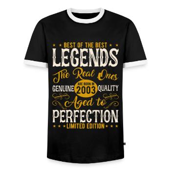 Millésime 2003 Anniversaire Légendes - T-shirt contrasté Homme - noir/blanc - Devant - AI Model Female 172 light (172cm) & AI Model Male 178 light (178cm)