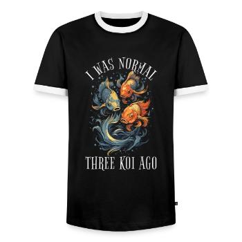 Koi Poisson Koi Carpe Koi Jardin Étang Drôle - T-shirt contrasté Homme - noir/blanc - Devant - AI Model Female 172 light (172cm) & AI Model Male 178 light (178cm)