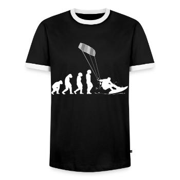 Kitesurf Kiteboard Kitesurfen Kite-Surf Evolution - Männer Kontrast-T-Shirt - Schwarz/Weiß - Vorne - AI Model Female 172 light (172cm) & AI Model Male 178 light (178cm)